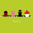 Ladybug, Pig, Chimney Sweeper & Fly Agaric "Happy Birthday"