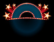 Stars over empty red and blue neon