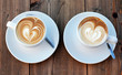 two cups of coffee cappuccino