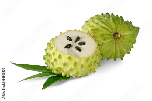 Photo: Soursop section isolated on white background Soursop section isolated on white background