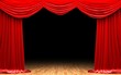 Red velvet curtain opening scene
