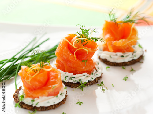 Photo: Canapes with smoked salmon Canapes with smoked salmon