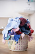 basket of dirty washing in bathroom