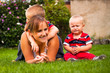 Beautiful young mother with two kids
