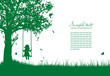 Vector silhouette of girl on swing