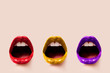Trio of Lips - Skin Coloured Background (Isolated) Trio of Lips - Skin Coloured Background (Isolated)
