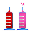 red syringe isolated create from paper craft.