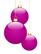 Boules de Noël magentas sur fond blanc Boules de Noël magentas sur fond blanc