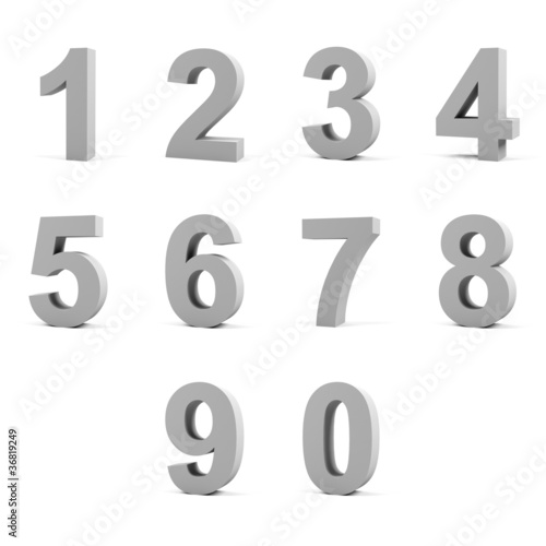 Illustration: Number from 0 to 9 on white background. Number from 0 to 9 on white background.
