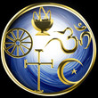 blue mandala whit religious symbols blue mandala whit religious symbols