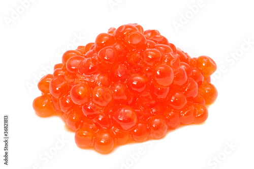 Photo: Red Salmon Caviar Isolated on White Background Red Salmon Caviar Isolated on White Background
