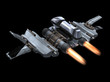 Back and above view of a StarFighter in action Back and above view of a StarFighter in action