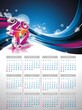 Vector calendar design 2012 on blue background.