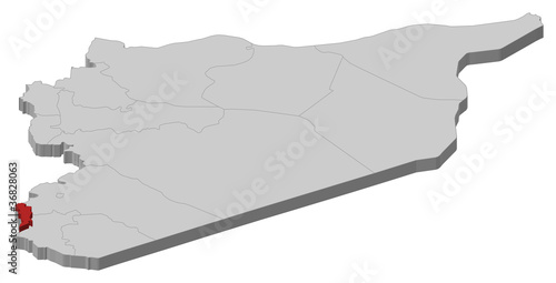Vector: Map of Syria, Quneitra highlighted Map of Syria, Quneitra highlighted