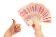 Show Money with a hand