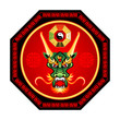 Feng-Shui dragon octogram with bagua yin-yang isolated