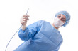 Female doctor or nurse holding a catheter