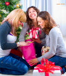 Christmas Party. Friends with Christmas Gifts