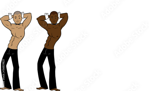 Vector: Black and Caucasian Strippers Black and Caucasian Strippers