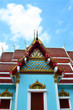 Beautiful blue Buddha Temple on blue sky background