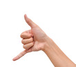 Hand with thumb up as telephone posing