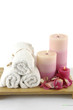 aromatherapy candle bottle of lavender massage oil