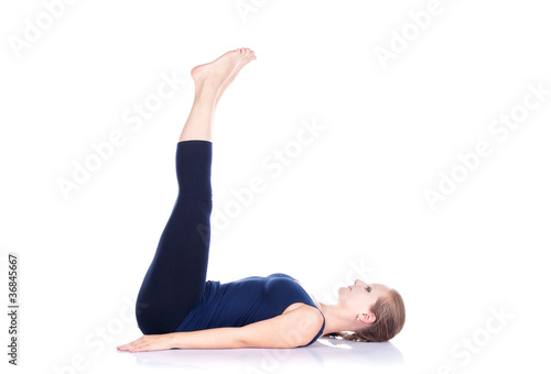 Photo: Yoga uttanpadasana on white Yoga uttanpadasana on white