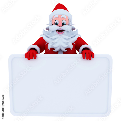 Illustration: Santa Claus with white sign Santa Claus with white sign