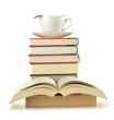 Composition with stack of books isolated on white Composition with stack of books isolated on white