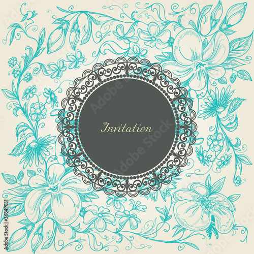 Vector: Vintage floral background lace label Vintage floral background lace label
