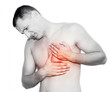 Young man having heart attack