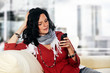 youthful pretty lady with smartphone