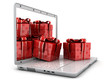 Illustration: Laptop and many gifts Laptop and many gifts