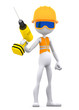 Construction Worker on duty with electric drill. Isolated Construction Worker on duty with electric drill. Isolated