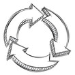 Doodle of three circular arrows