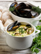 mussel soup with saffron and cream sauce