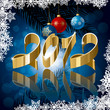 Golden 2012 ribbon on winter background. Vector Illustration