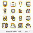 Neon icon set(vector, CMYK)