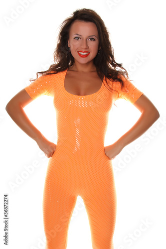 Photo: Sexy Sporty Girl in Orange Suit Sexy Sporty Girl in Orange Suit
