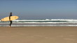 Surfer walking with his surfboard at the beach