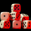pile of red illuminated white dice