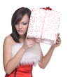 Woman in santa dress with gifts
