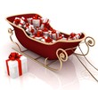 Christmas Santa sledge with gifts on a white background