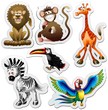 Animali Giungla Adesivi Sticker Jungle Animals Icons-Vector