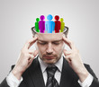 Open minded man with Social people inside