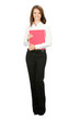 Businesswoman with red folder, isolated Businesswoman with red folder, isolated