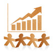 Teamwork, Paper Human with Business charts with arrow Growth up Teamwork, Paper Human with Business charts with arrow Growth up