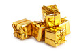 Gold present box on a white background Gold present box on a white background
