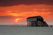 Pfahlbauten in St. Peter Ording am Strand