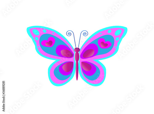 Vector: terfly with spots in blue and pink colors terfly with spots in blue and pink colors